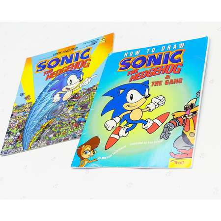 90s Vintage Sonic the Hedgehog Gift Set, 90s Kid Gift, How to Draw Book, Kids Drawing Books for Kids, Look and Find Hidden Object Book thumb