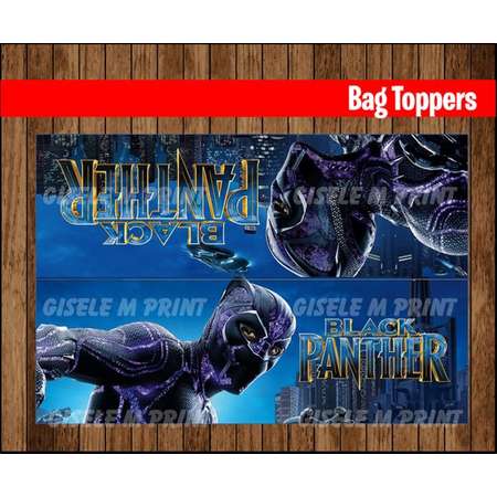 Black Panther Bags, Printable Black Panther Bags toppers, Black Panther party treat bags instant download thumb