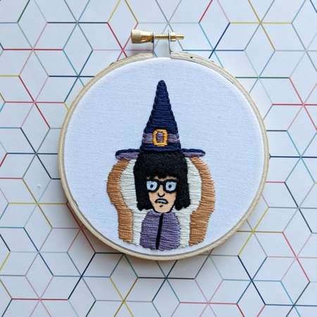 Teen-A-Witch - Bob's Burgers Tina Belcher - Sandy Witch Costume - Handmade Embroidery Hoop 4 Inch - Made to Order thumb
