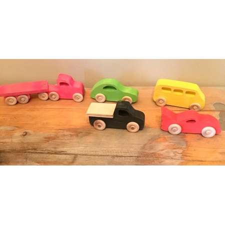 SET of 5 Wooden Toy Cars thumb