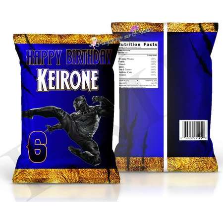 12 Black Panther Chip Bag, Black Panther Treat Bags, Black Panther Birthday Party, Party Favor Bags thumb