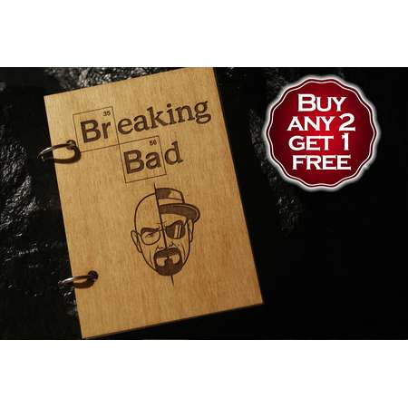Breaking Bad wooden notebook / Breaking Bad notebook / sketchbook / diary / Breaking Bad journal / travelbook / Breaking Bad gift thumb
