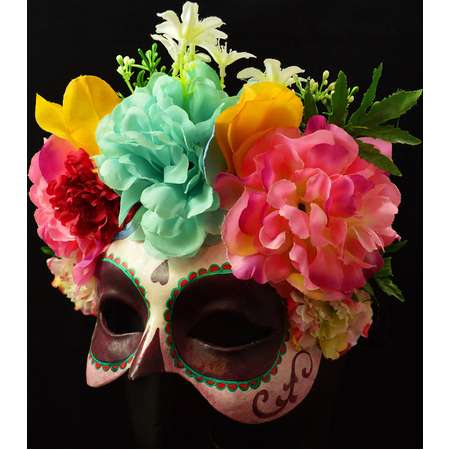 Frida Kahlo Costume Mask Inspired made to order, Coco Costume, Day of the Dead, Catrina, Dia de los Muertos, Half Face Mask thumb