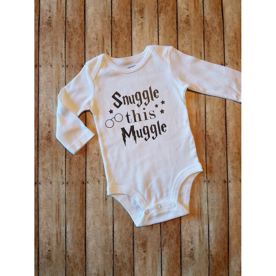 'Snuggle this Muggle' Harry Potter Inspired Baby Boy Girl Sleepsuit Designed and Printed in the UK Using 100% Fine Combed Cotton 