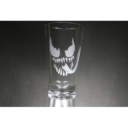 Venom Etched Glass, Marvel, Spider-Man, Personalized Gift, Custom Gift, Glassware. thumb