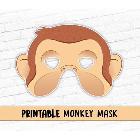 NEW Monkey Printable Halloween Mask, Curious George Costume, 2016 Year of the Monkey thumb