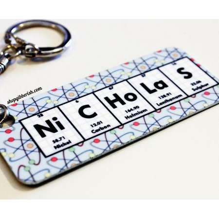 Chemistry/Periodic Table of Elements/Science Keychain, ring - Geek Nerd Breaking Bad Science - Personalized, Custom Name - Science Gift thumb