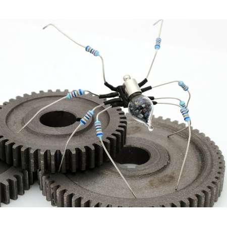 Unique Steampunk Recycled Rearing Spider- Hercules- Halloween upcycled blue resistor chip electrical component desk sculpture- gifts for him thumb