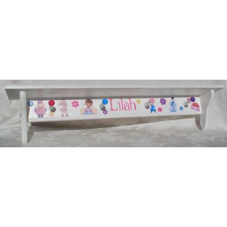 Doc McStuffins Book Shelf with Pegs . Disney Doc McStuffins . Lilah . Long White Shelf with Pegs . Large Coat Rack . Personalized thumb