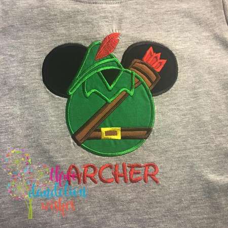 Robin Hood Embroidered T-Shirt for Children and Adults, Applique, Halloween, Mickey, Minnie thumb