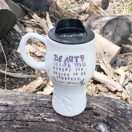 New! Travel Mug, Beauty begins the moment you decide to be yourself, Coco Chanel Pottery Handmade by Daisy Friesen thumb
