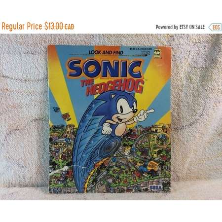 SALE 1995 Sonic The Hedgehog Search and Find Book Sega Retro Vintage Gamer Geek Collectible 90s Kids thumb