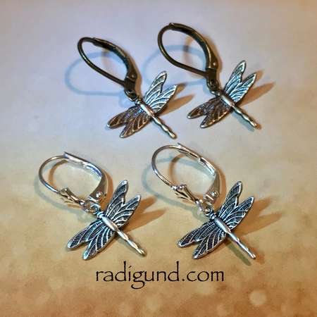 Tiny Dragonfly earrings outlander inspired thumb