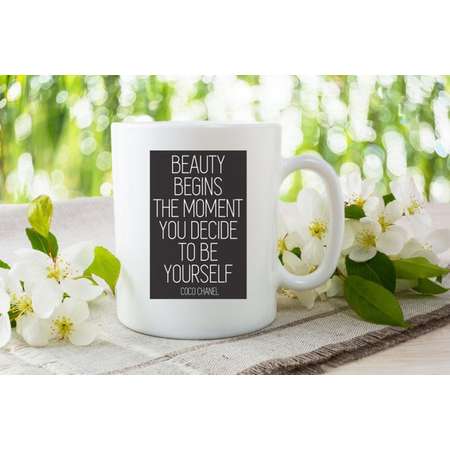 Beauty Begins the Moment You Decide to be Yourself | Coco Chanel | Inspiration | Positivity | Coffee Lovers Mug thumb