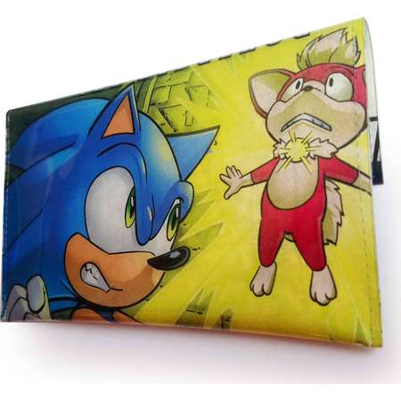 Sonic Purse - Upcycled Sonic the Hedgehog comic book page in PVC - coin pouch thumb