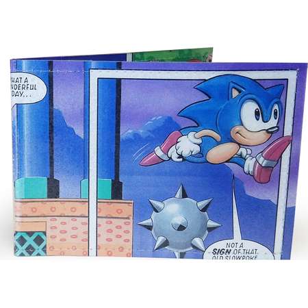 Card Holder Wallet - SONIC THE HEDGEHOG - Upcycled 90s book page in pvc - metro, subway, oyster, rail, bus thumb