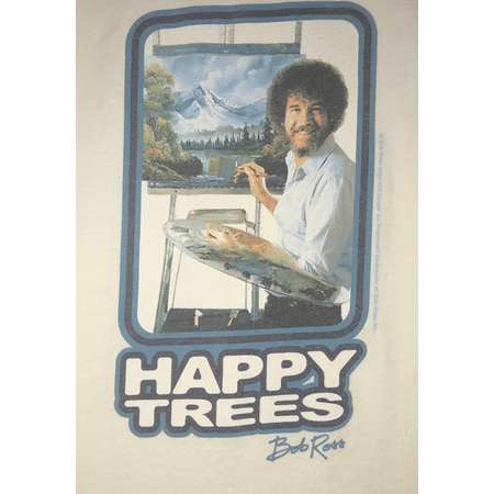 Vintage Original BOB ROSS Happy Trees Ringer T-Shirt-Size Medium, Sz M thumb