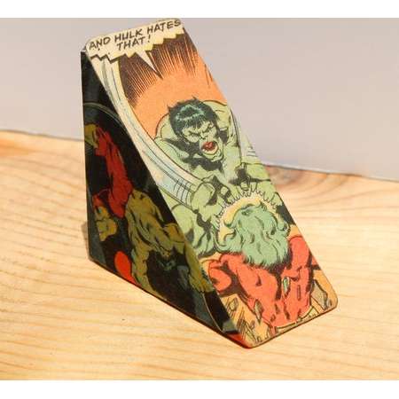 The Incredible Hulk! An Upcycled and Decoupaged Comic Book Block thumb