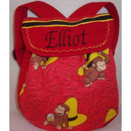Curious George giggling blue or red with sombrero Toddler Youth back pack tote bag unisex boys or girls child backpack thumb