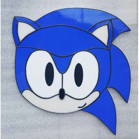 Sonic the Hedgehog Fan Based Stained Glass Suncatcher thumb