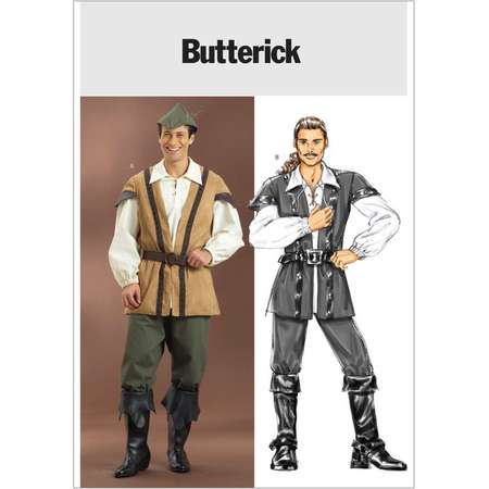 Men Costume Pattern -Butterick B4574 - Robin Hood Costume- Shirt, Vest and Pants Sizes: S -M -L or XL -XXL -XXXl, NEW Uncut thumb
