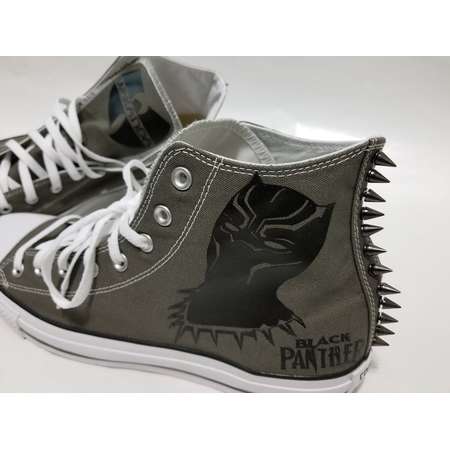 Black Panther Spike Converse- Gray High Top Shoes and Spikes for Adults thumb
