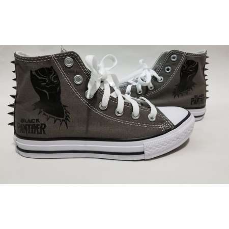 Black Panther Spike Converse- Gray High Top Shoes and Spikes for Boys or Girls thumb