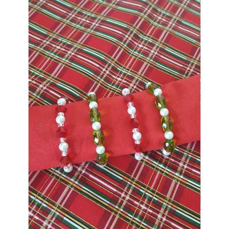 Valentine Red Napkin Rings, Christmas Napkin Rings, Green Napkin Rings, Red Napkin Rings, Set of 6 Beaded Napkin Rings thumb