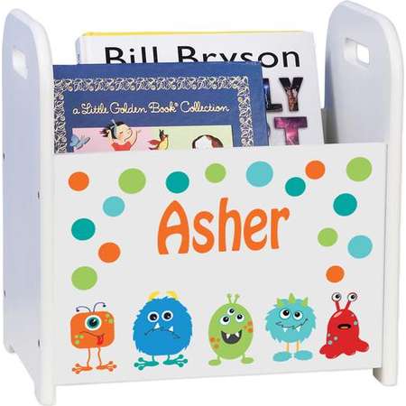 Personalized Monster Mash White Book Caddy magazine rack Aliens Alien Blue Green Orange Lime Theme Déco cadd-206 thumb