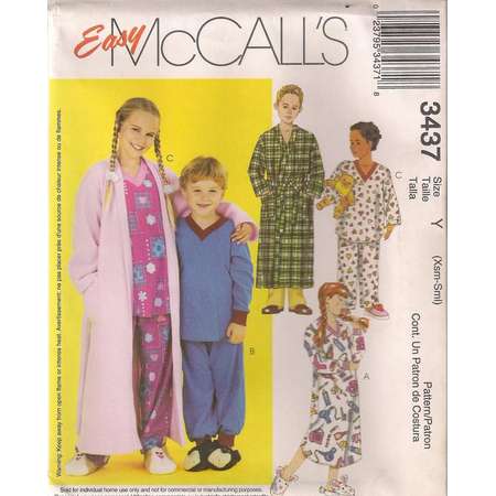 McCall's Sewing Pattern 3437 - Children's Bathrobe & Pajamas (XS-S, M-L) thumb