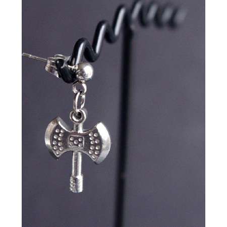 Battle Axe Stud Earring, Single Stainless Steel Man Studs, Fantasy gifts for men, Dungeon dragons, Nerdy, Warrior, Gimli, Lord of the Rings thumb
