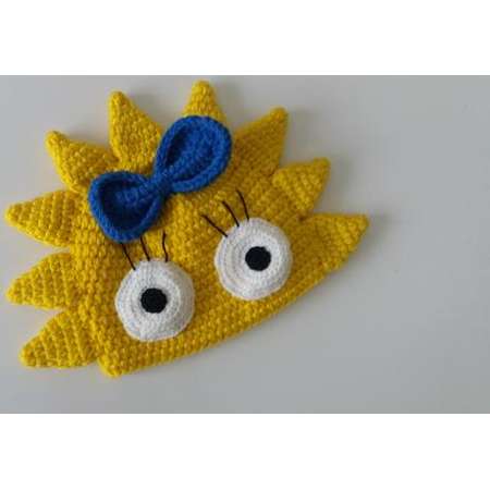 crochet inspired Simpsons hat-Maggie hat-halloween costume-Newborn Beanie-Crocheted Cap,for twins thumb