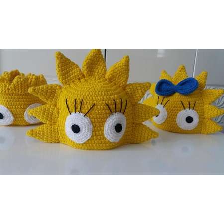 crochet inspired Simpsons hat-Lisa simpsons hat-choose character-halloween costume-Newborn Beanie-Crocheted Cap,for twins thumb