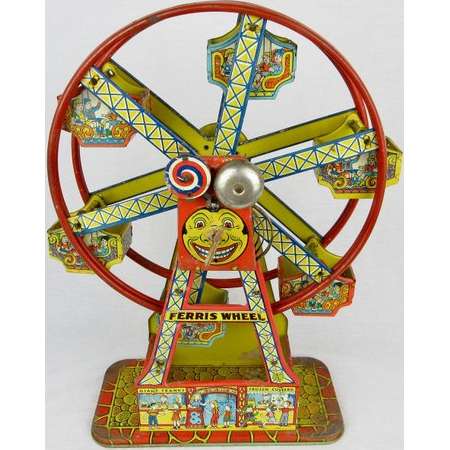 Vintage Ferris Wheel Toy, Tin, Wind Up, Hercules, OLD! thumb