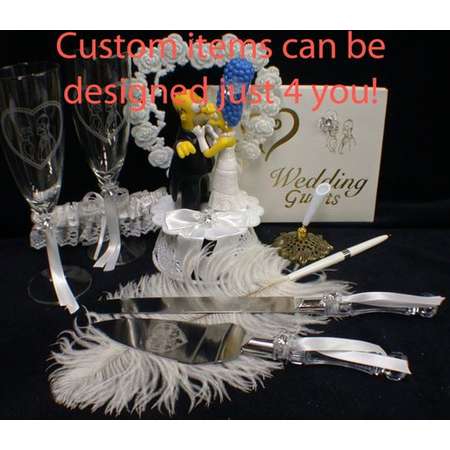 Marge & o Homer SIMPSONS Wedding Theme, Pick! Cake Topper or Glasses or Cake Knife Set or Guest Book simpson funny Kiss thumb