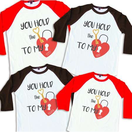 You Hold the Key to My Heart Matching Valentine Shirts Matching Family Pajamas Heart Lock and Key Valentine's Day Tees Matching Sibling Tees thumb