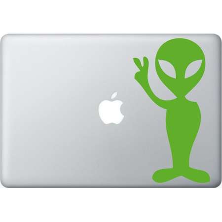 Alien peace laptop DECAL- macbook PC computer- Gadget Art / Accessory - martian space hipster nerd Geek Chic perfect gift thumb