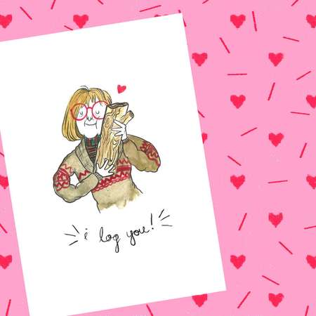 Log Lady Valentines Card- I Log You! (Valentine, Anniversary card feat. Log Lady from Twin Peaks) Twin Peaks • David Lynch • Greeting Card thumb