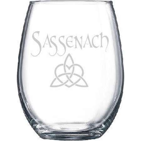 Sassenach Dinna Fash Outlander Theme Claire Diana Gabaldon Wine Drinking Glass Gift Dragonfly in Amber Book Series thumb