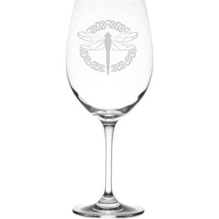 Outlander Dragonfly in Amber Celtic Totem Wreath Stemmed or Stemless Wine Glass thumb
