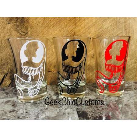 Venom Carnage Spiderman Shot Glass, Marvel Punisher Daredevil Deadpool Batman Joker Inspired Christmas Gift, dad gift nerd gift geek gift thumb