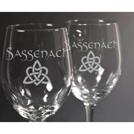 Sassenach Wine Glass Set, Outlander, Diana Gabaldon, Drinking Glass, Dragonfly in Amber, Book Series thumb