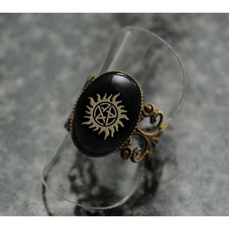 Supernatural sigil ring | Sam and Dean Winchester brothers tattoo | fandom replica | cosplay prop jewelry | costume jewellery thumb
