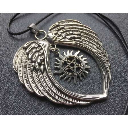 Supernatural Castiel necklace | heart angel wings | anti demon possession sigil | fandom costume jewelry | cosplay prop replica jewellery thumb