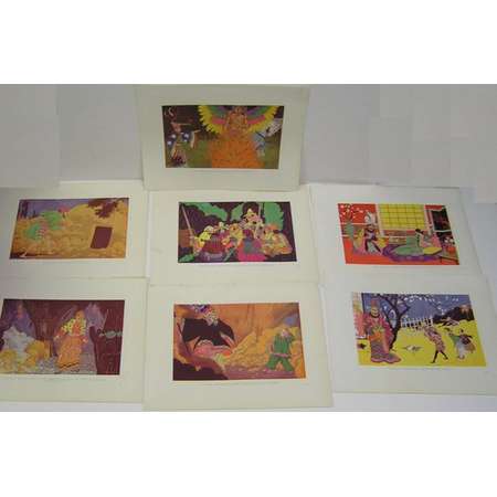 T. Blakeley Mackensie Color Illustrations 1920's Group of 7 Ali Baba Aladdin thumb