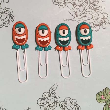 Monster Bookmark paperclips, Alien Bookmarks, Kids Bookmarks, Children's Bookmarks, Planner clips, filofax clips thumb