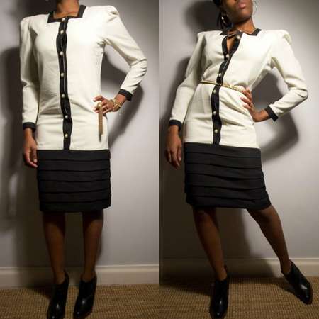 90s clothing, drop waist dress, work dress, shift dress, black and white dress, work wear, suit dress, pulp fiction outfit, 90s dress, suit thumb