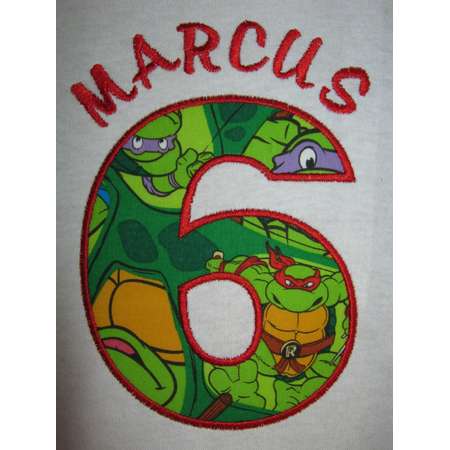 TMNT Personalized Teenage Mutant Ninja Turtles Birthday Shirt shown here as 6th birthday party shirt number can be changed thumb