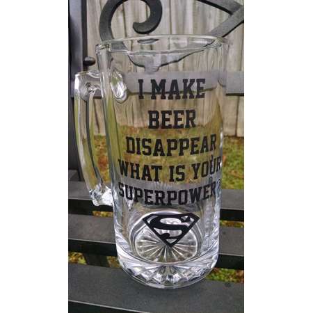 Beer Mug 28oz ~ I make beer disappear - Dad - Grandpa - Uncle - Gift for him - Birthday - Father's Day - Custom Beer Mug - Drink ware thumb