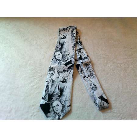 necktie or clip on tie made from Harry Potter, Ron & Harmonie black and white cotton fabric hogwarts, jk rowling, magic, cosplay, nerd, sale thumb